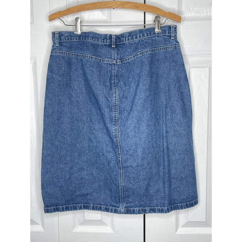 Eddie Bauer Womens Blue Cotton Front Slit Short‎ A Line Denim Skirt Size 10? - Picture 2 of 6